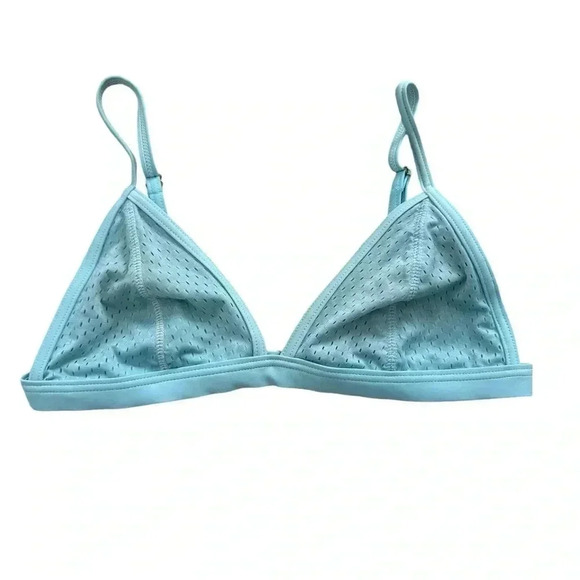 Light Blue Bikini Swim, Triangle Top With Straps And High Hip Cheeky Bottoms - Picture 5 of 9